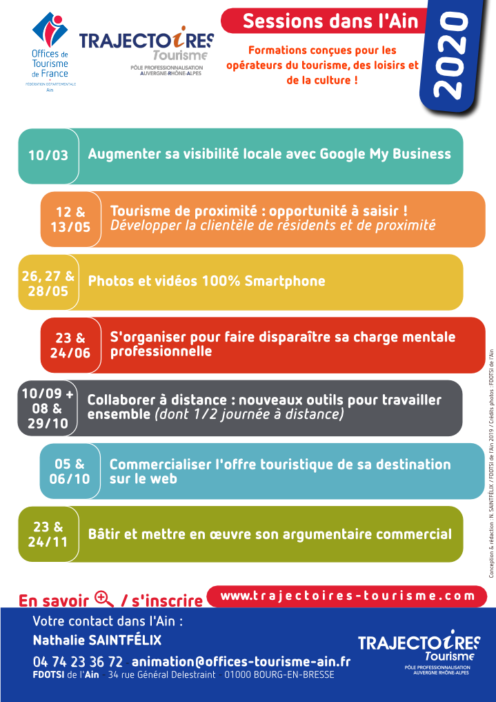 Formations Trajectoires Tourisme 2020 dans l'Ain